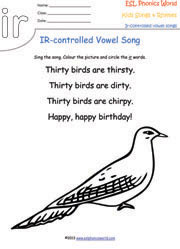 R-Controlled Vowel Song Worksheets | Bossy R Rhymes for Nursery