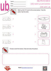 CVC Word and Picture Matching Worksheets | CVC Worksheets for Kids