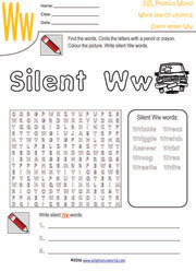 silent w phonics worksheets and games - Galactic Phonics